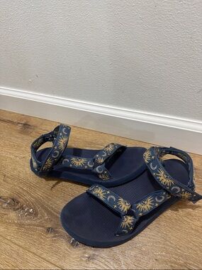 Reba Navy Sun & Moon Strapped Sandals